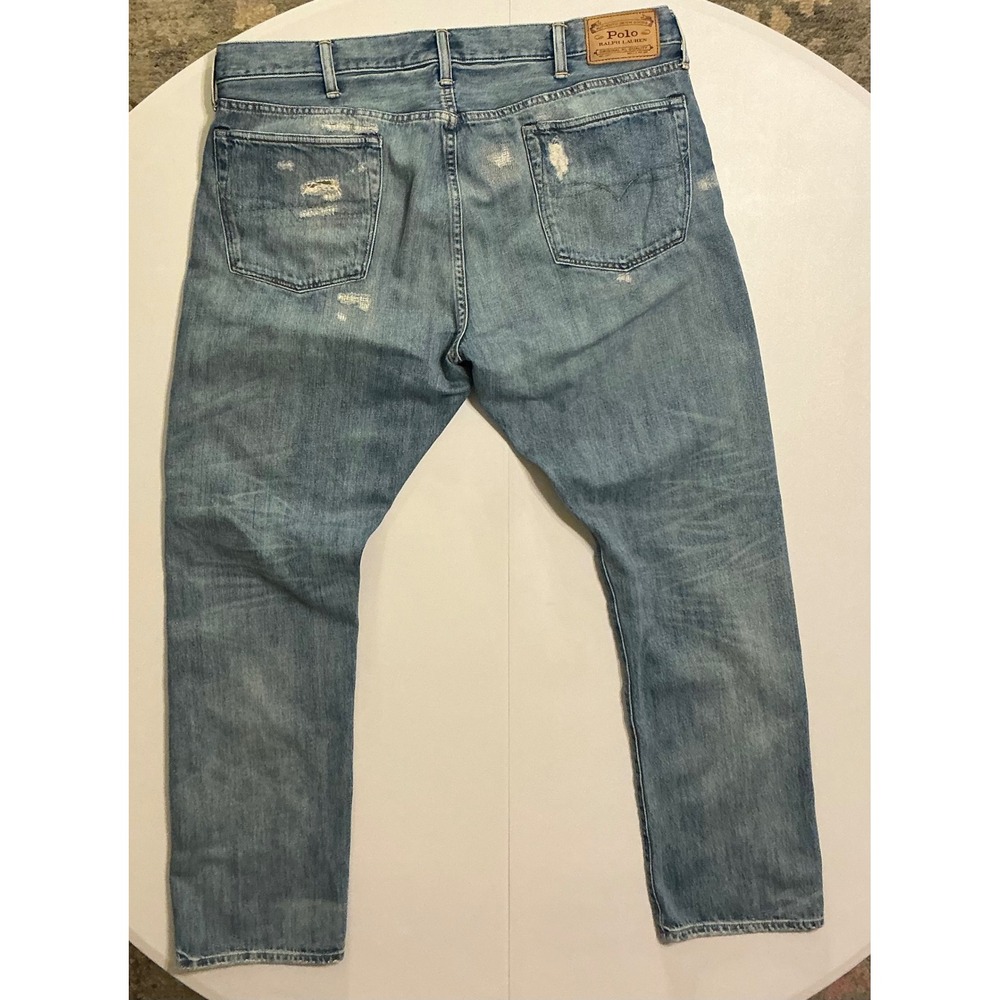 Y2K VTG Polo Ralph Lauren Sullivan Slim Distressed Camo Patch Jeans Mens 38x30